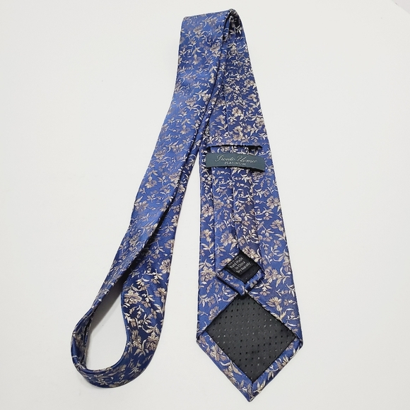 Pronto Uomo Platinum Blue Geometric Men's Silk Neck Tie Jacquard Fabric - Picture 5 of 5